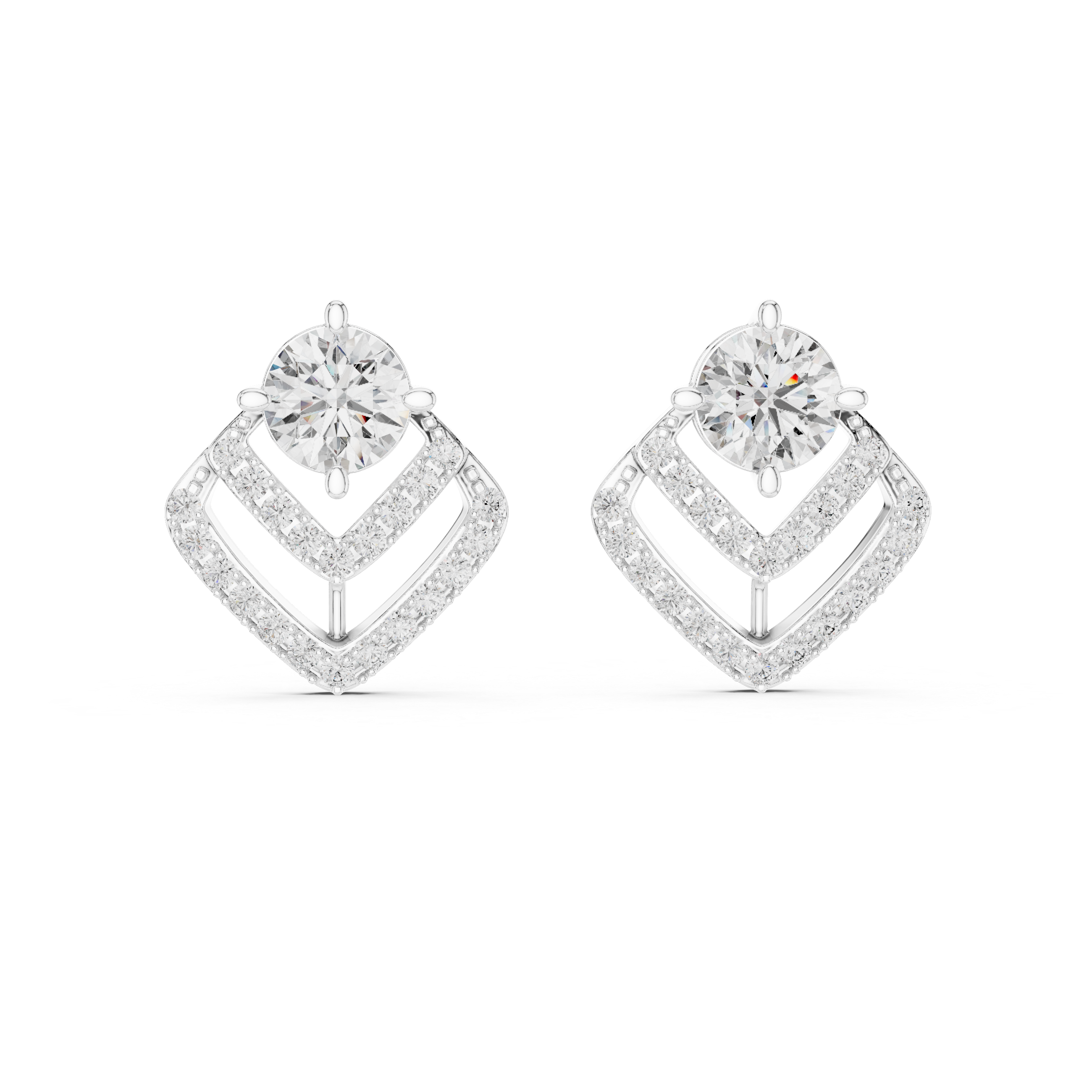 Unique Round Cut Diamond Drop Earrings