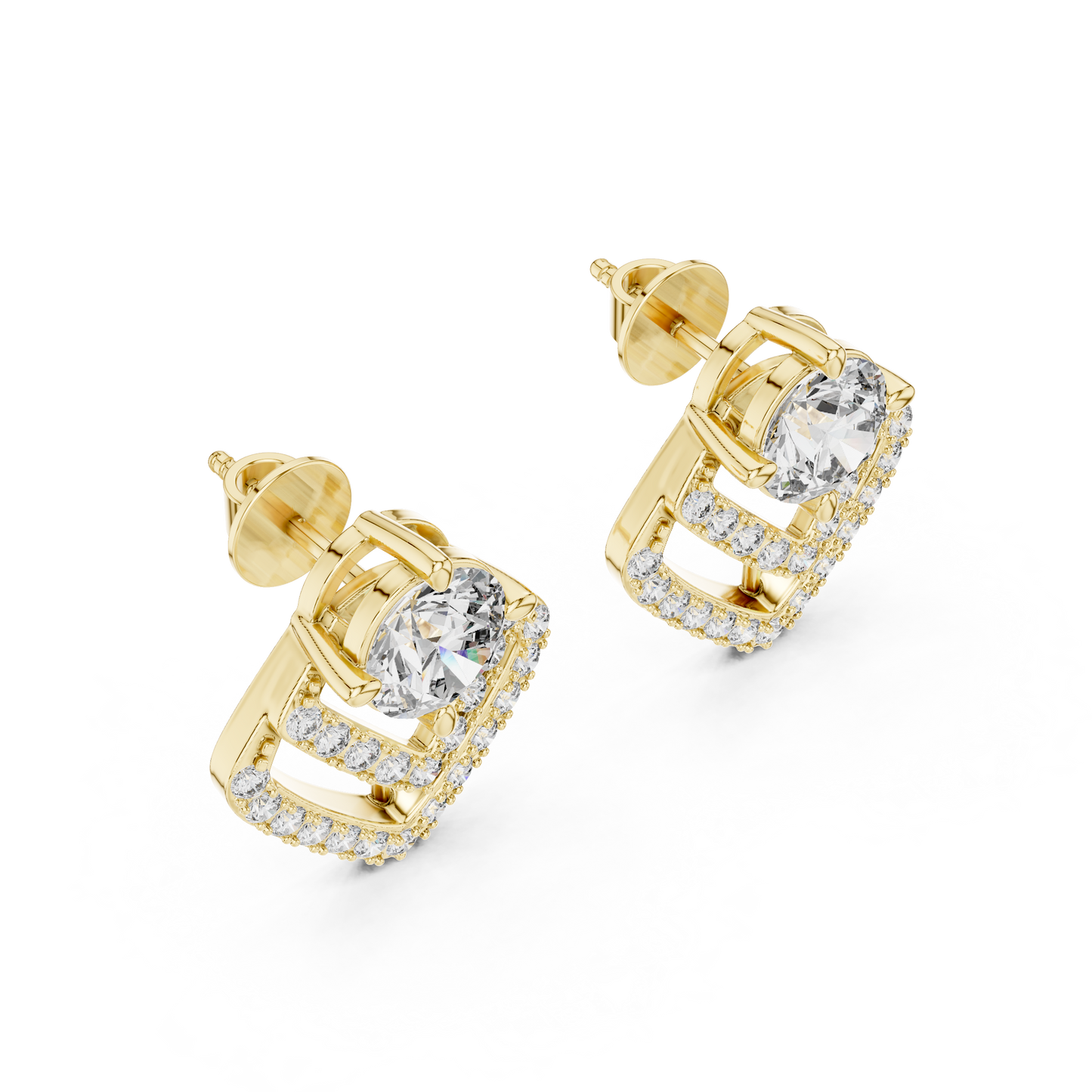 Unique Round Cut Diamond Drop Earrings