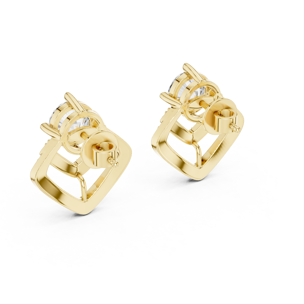 Unique Round Cut Diamond Drop Earrings