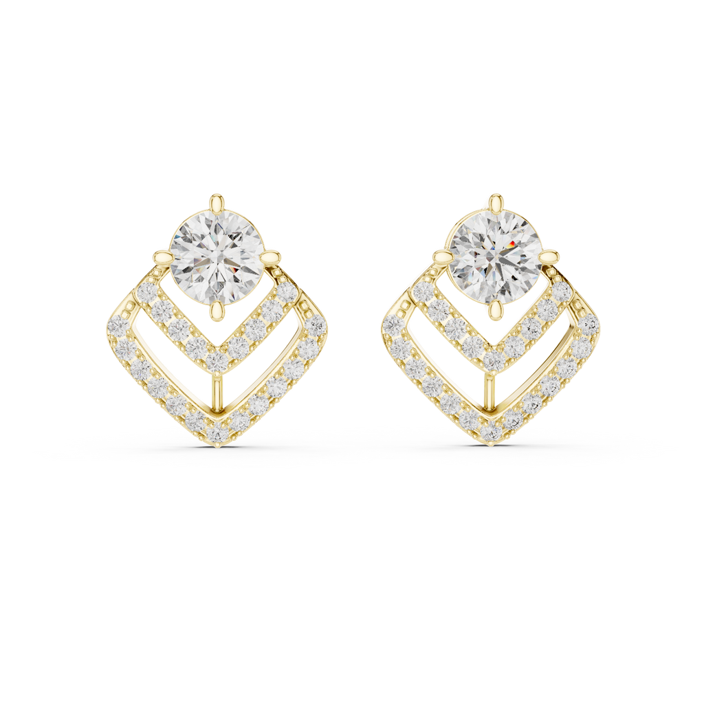 Unique Round Cut Diamond Drop Earrings