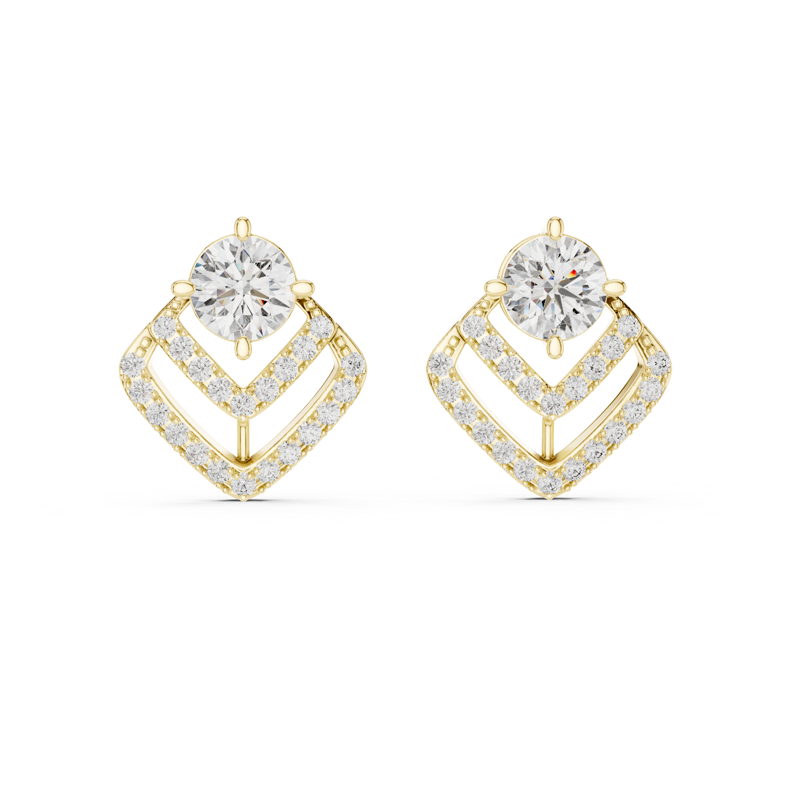 Unique Round Cut Diamond Drop Earrings