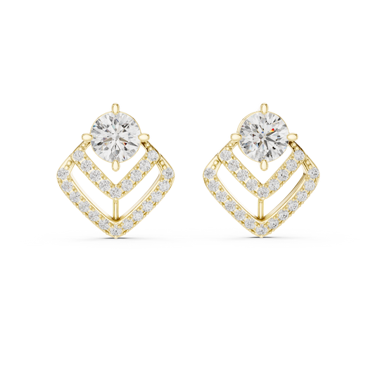 Unique Round Cut Diamond Drop Earrings