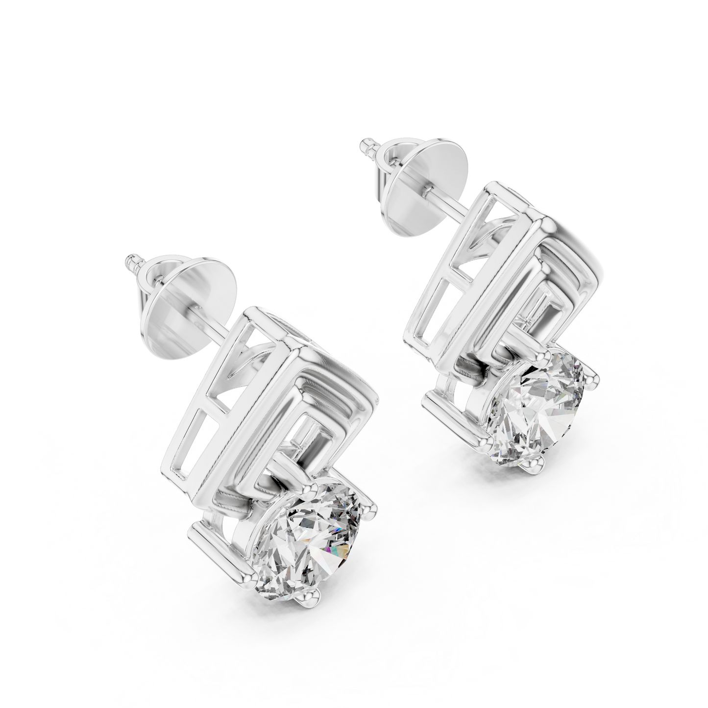 2.50 Carat Round Diamond Fancy Drop Earrings