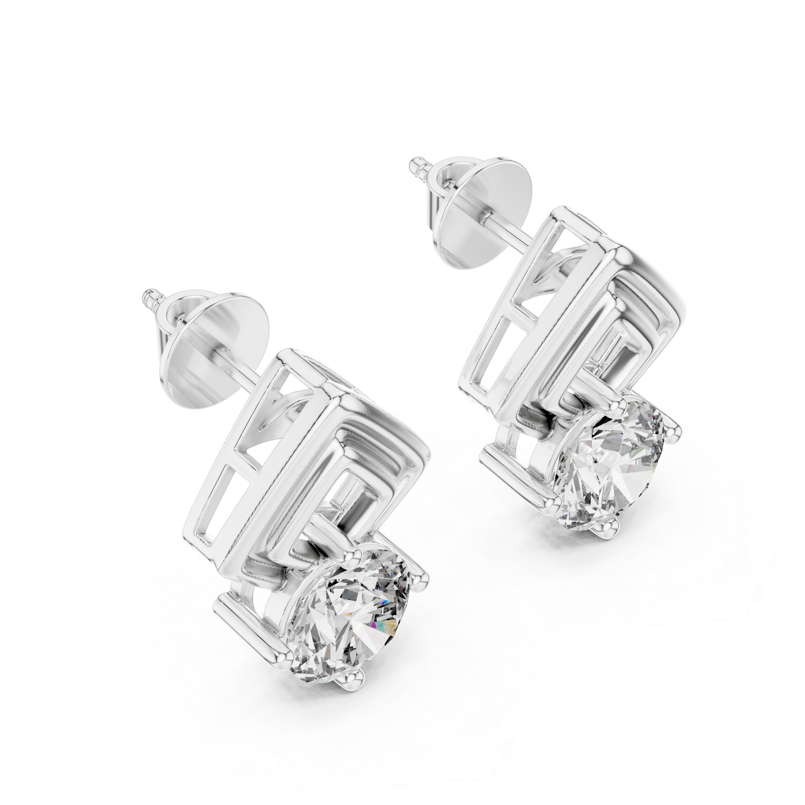 2.50 Carat Round Diamond Fancy Drop Earrings