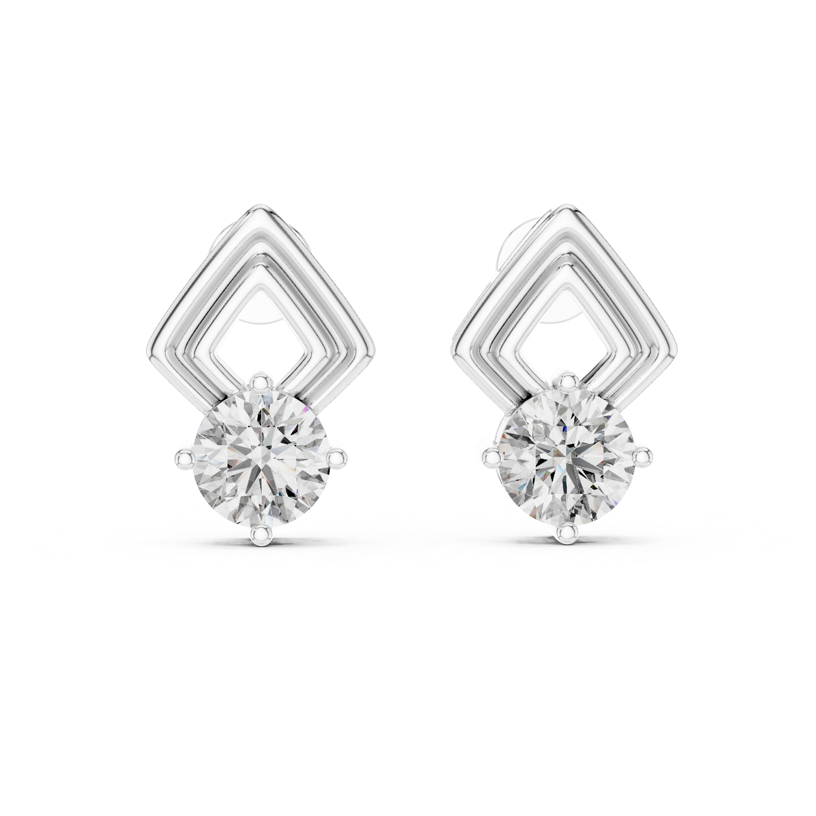 2.50 Carat Round Diamond Fancy Drop Earrings