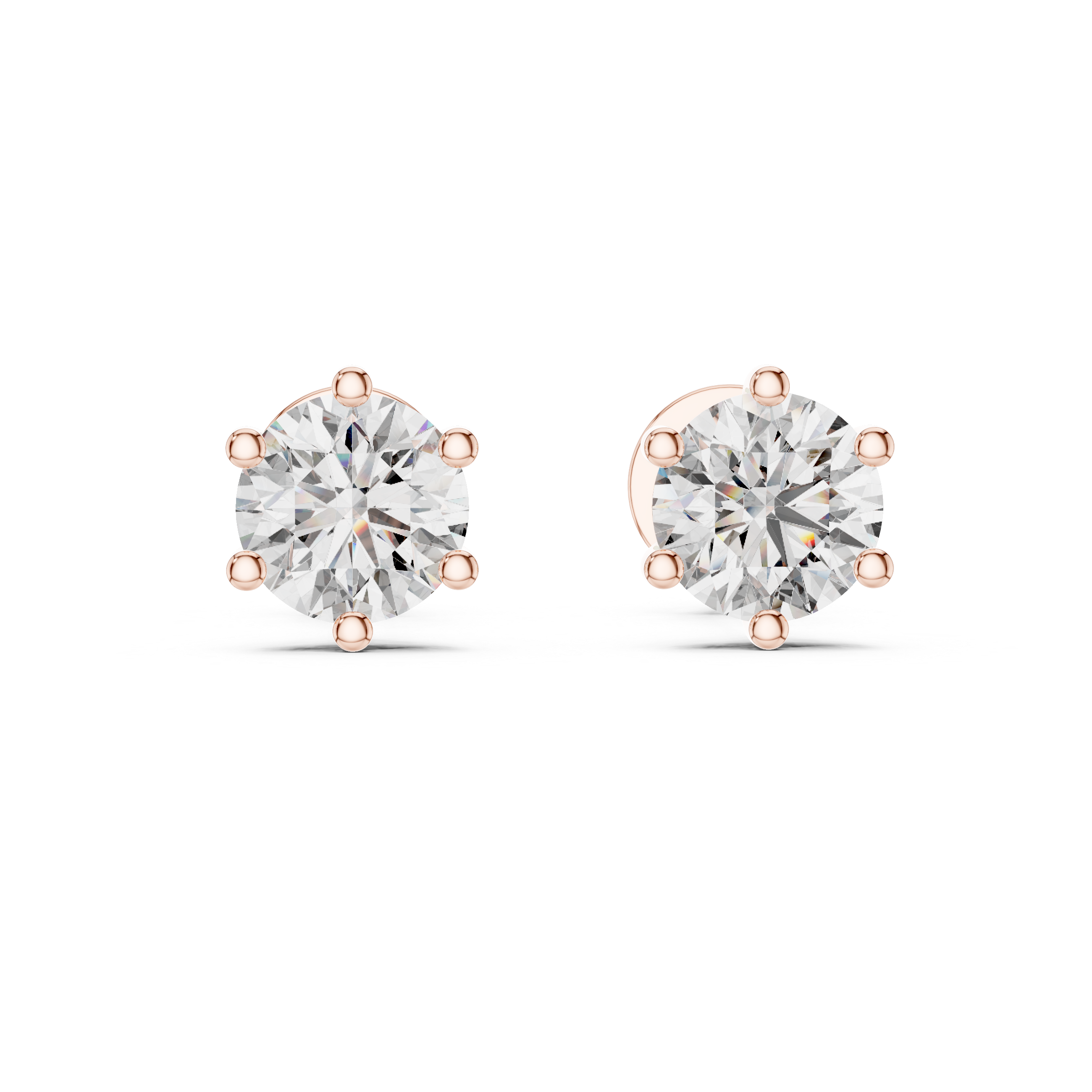 Six Prong Round Diamond Stud Earrings