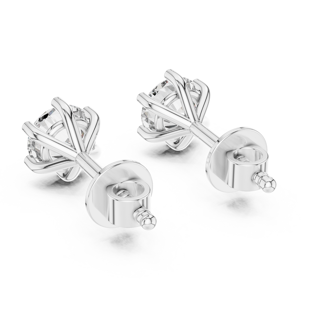 Six Prong Round Diamond Stud Earrings