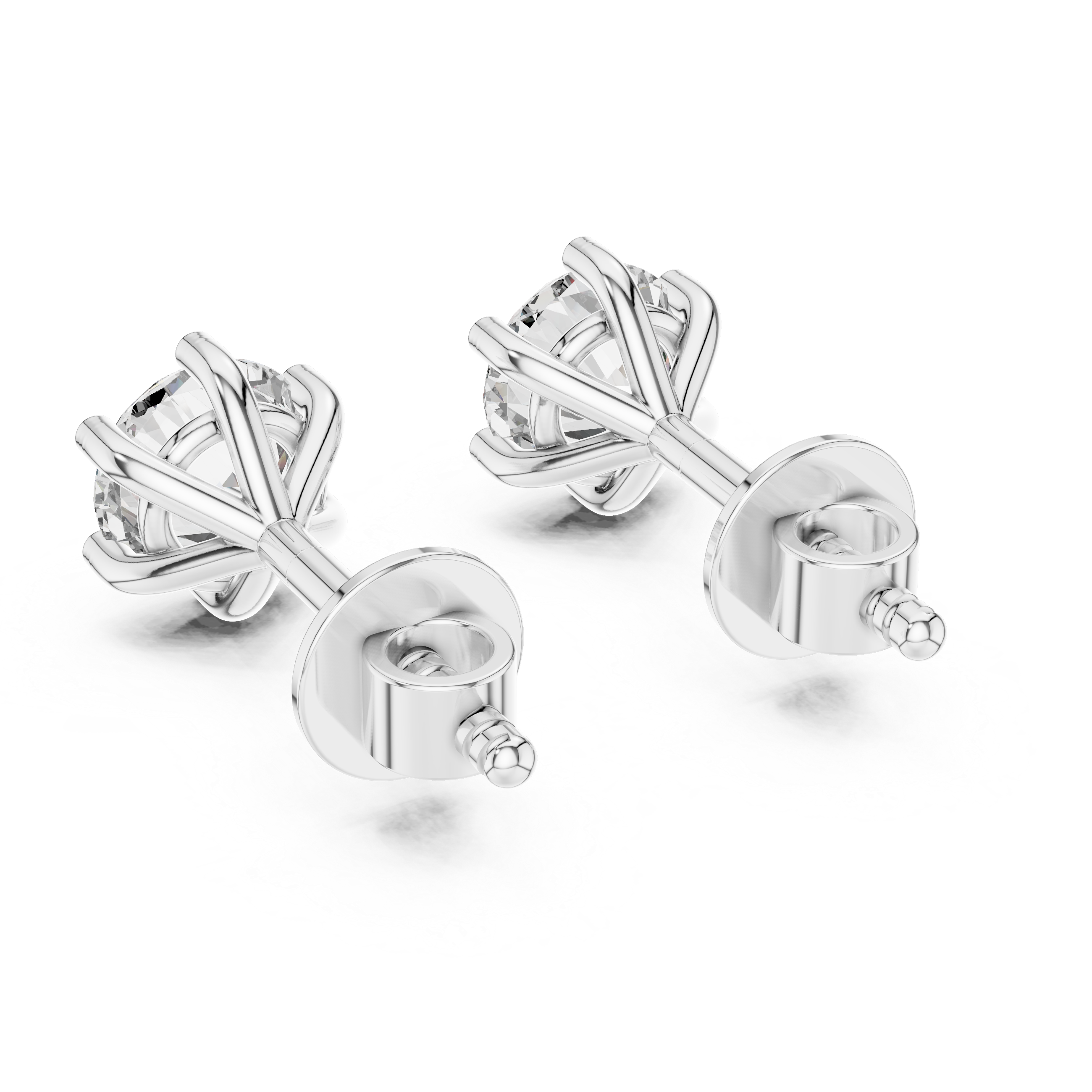 Six Prong Round Diamond Stud Earrings