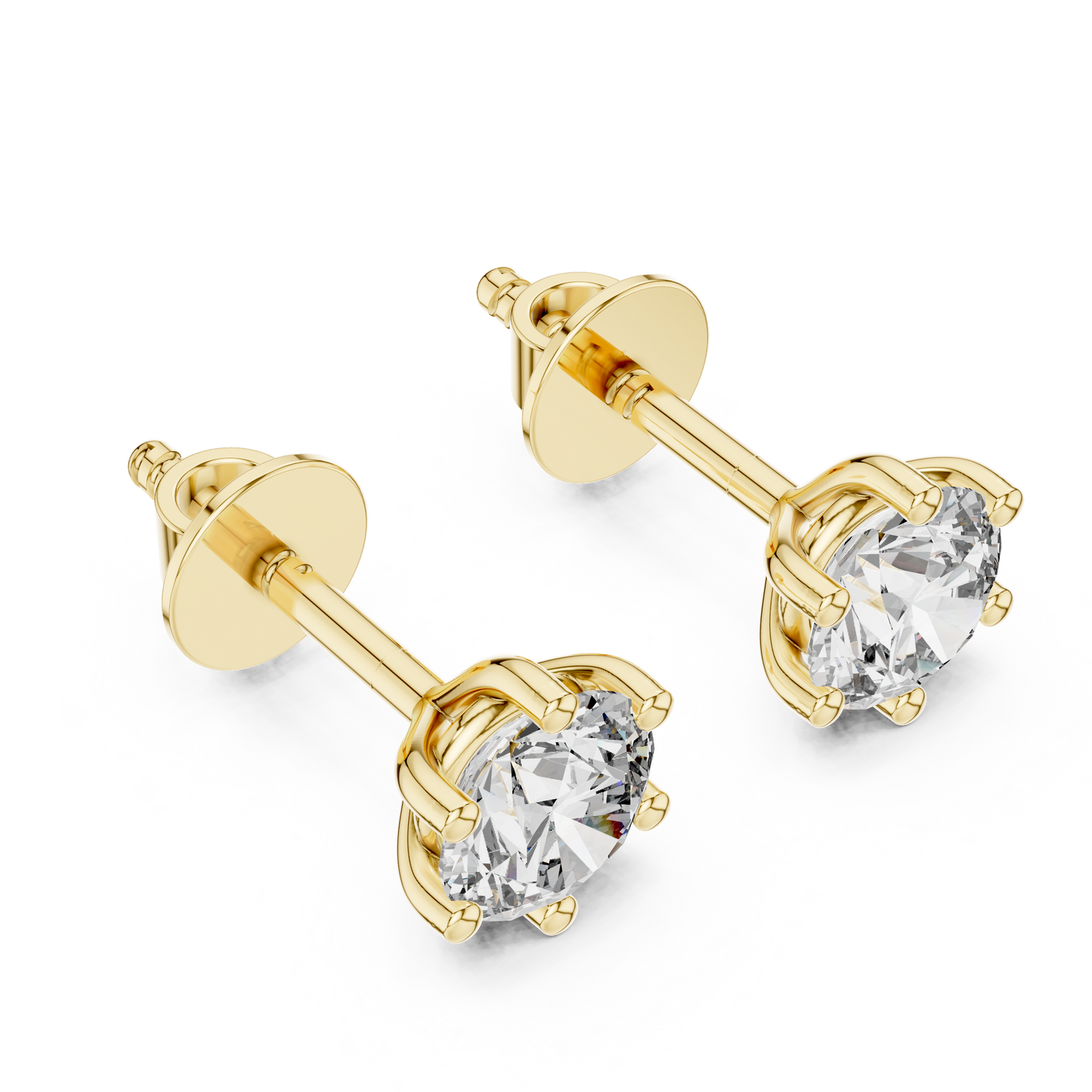 Six Prong Round Diamond Stud Earrings
