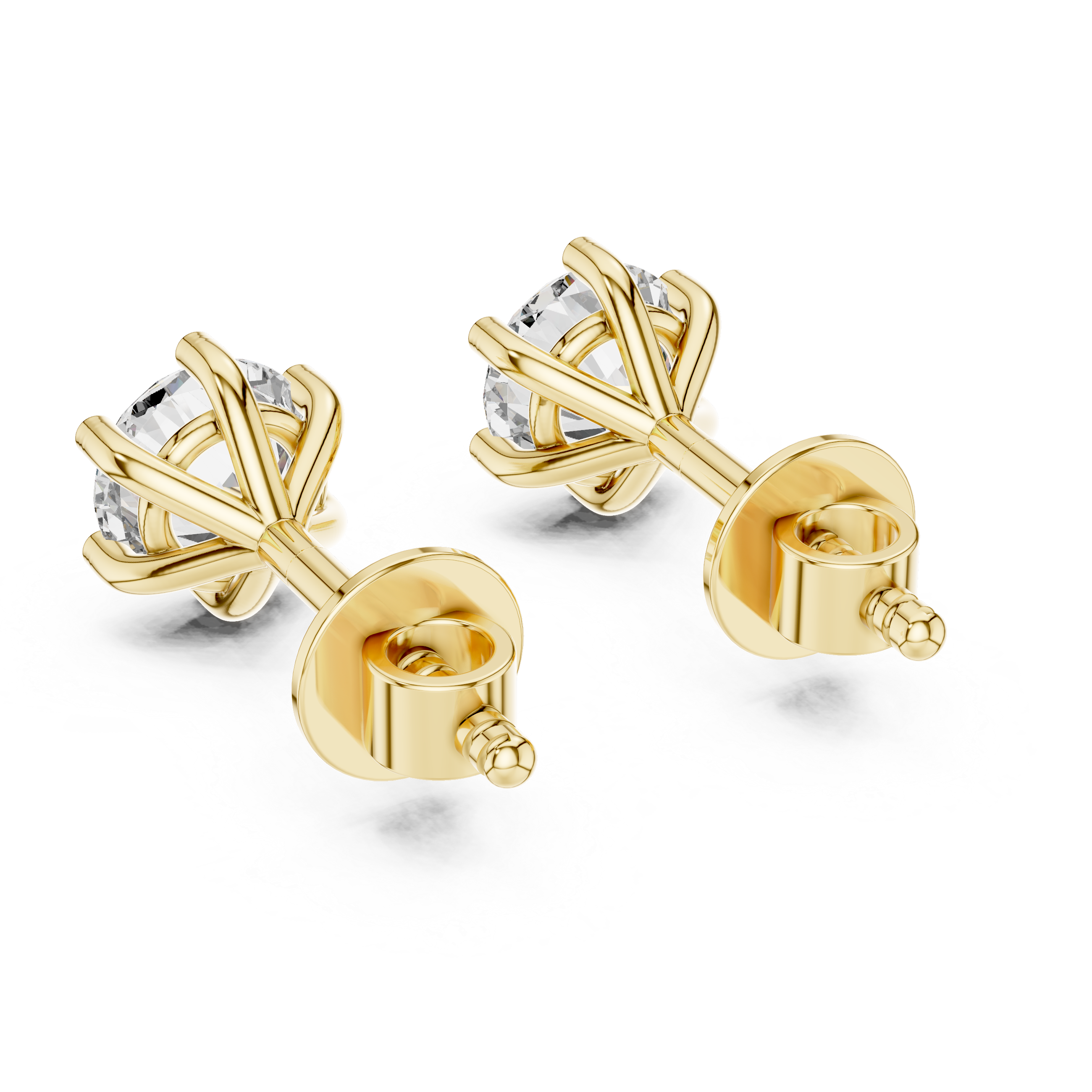 Six Prong Round Diamond Stud Earrings