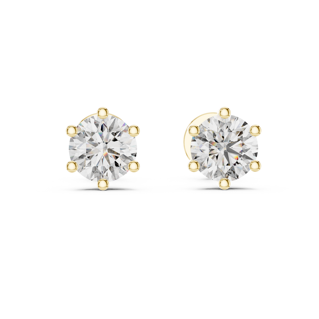 Six Prong Round Diamond Stud Earrings