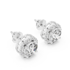 2.50 Carat Round Cut Diamond Halo Stud Earrings