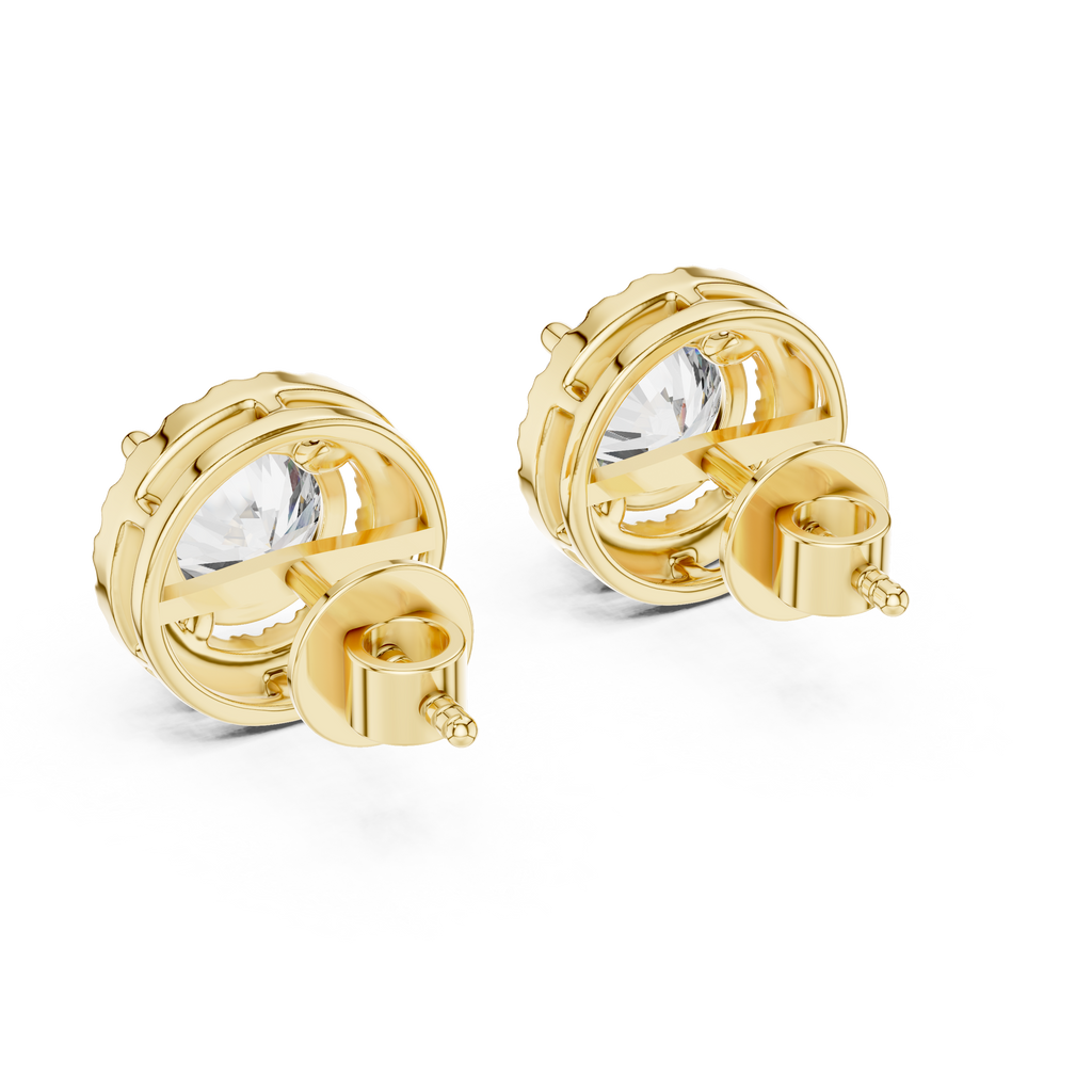 2.50 Carat Round Cut Diamond Halo Stud Earrings