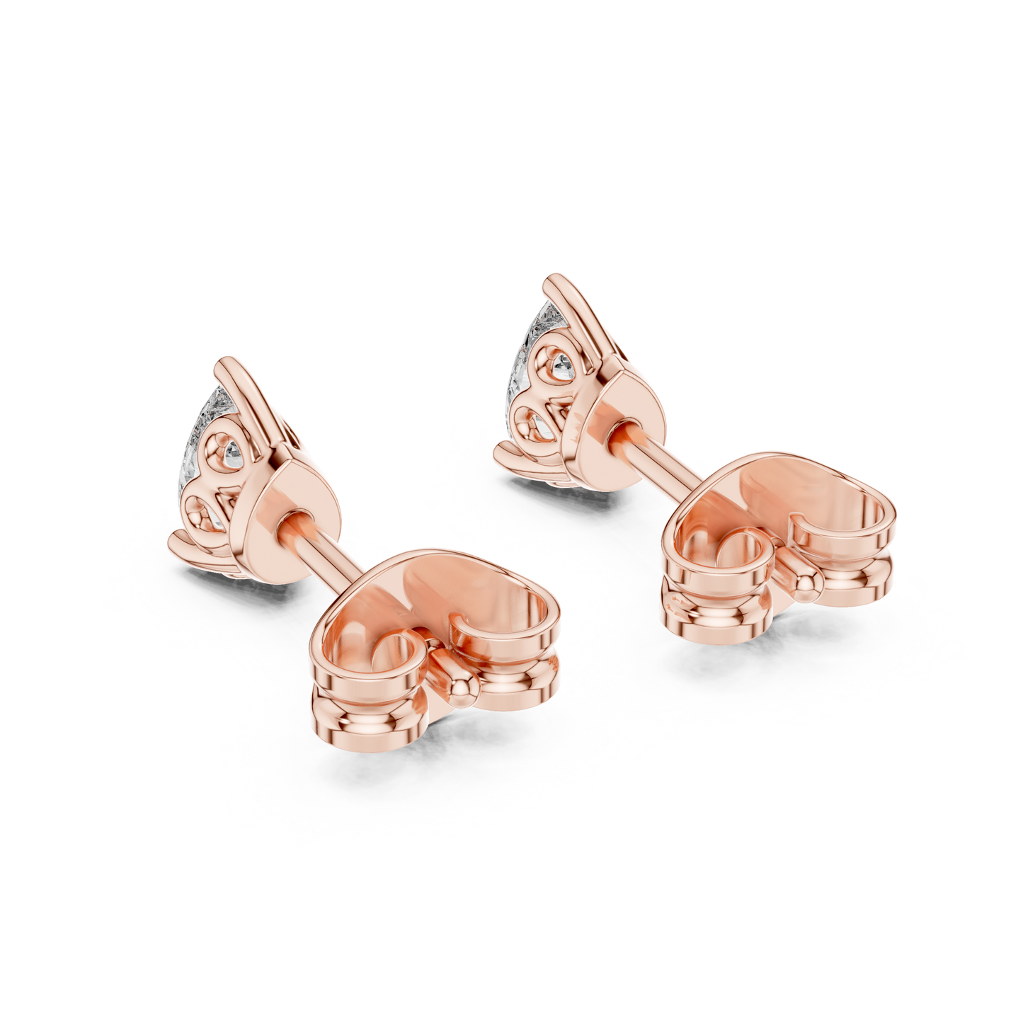 V Prong Pear Cut Lab Diamond Stud Earrings