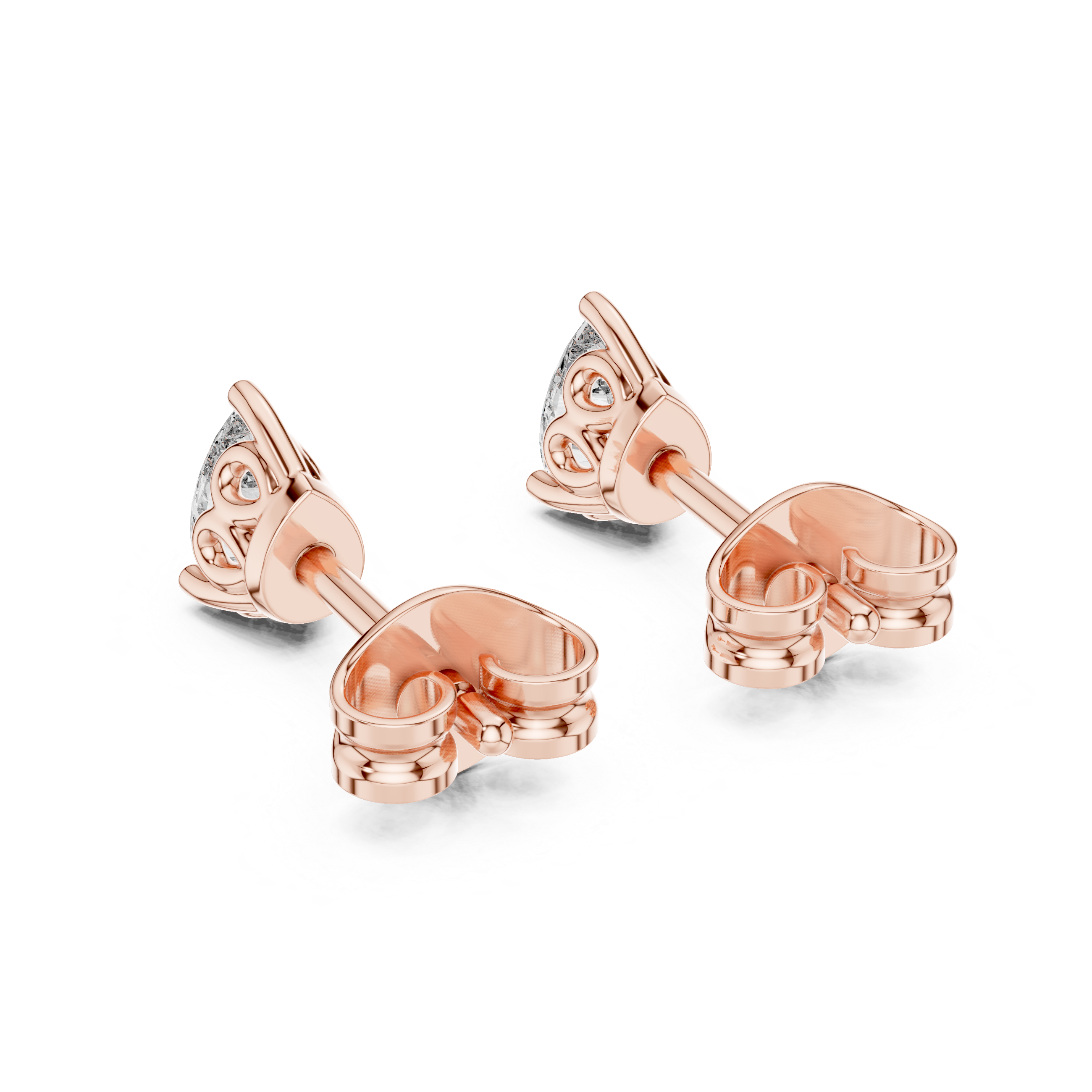 V Prong Pear Cut Lab Diamond Stud Earrings