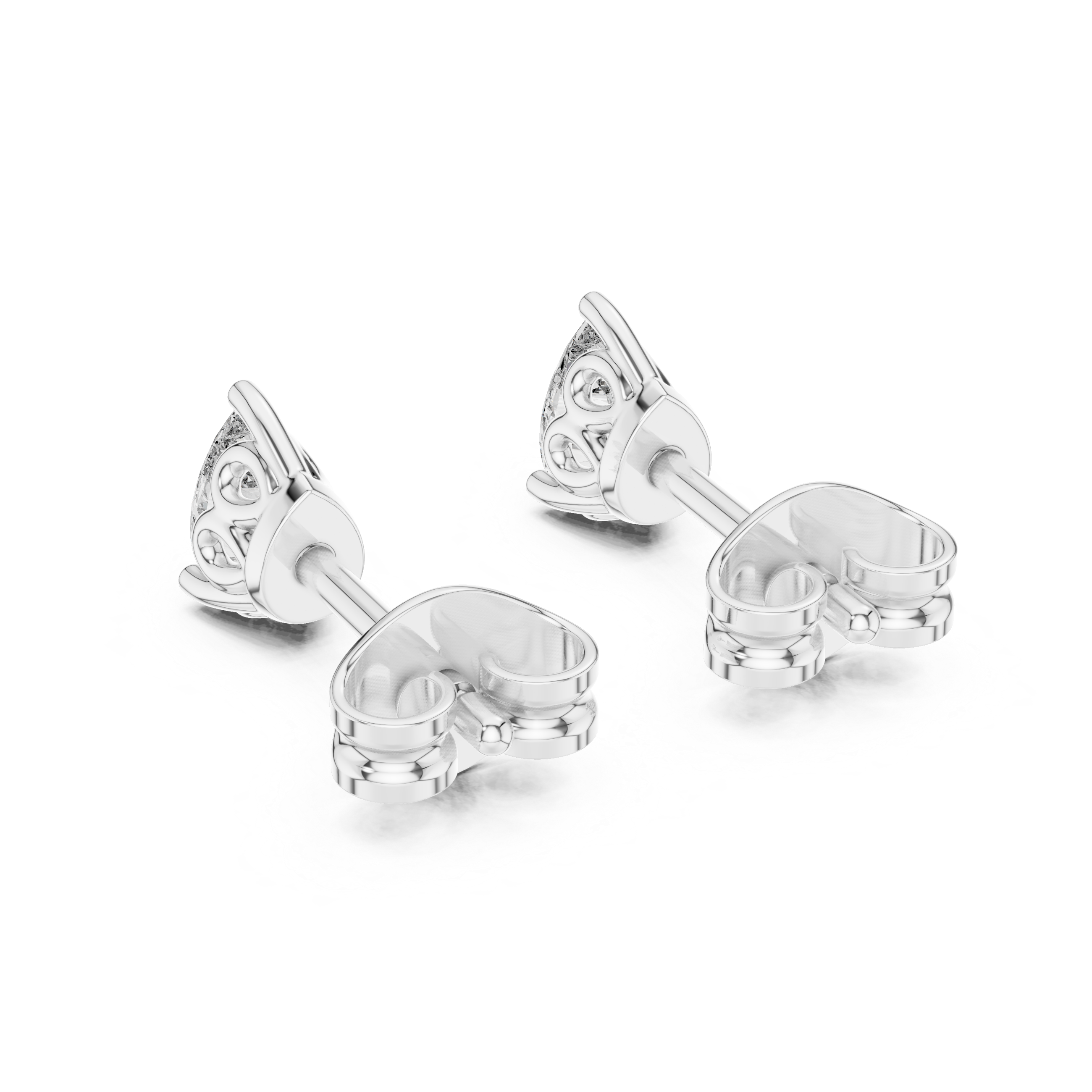 V Prong Pear Cut Lab Diamond Stud Earrings