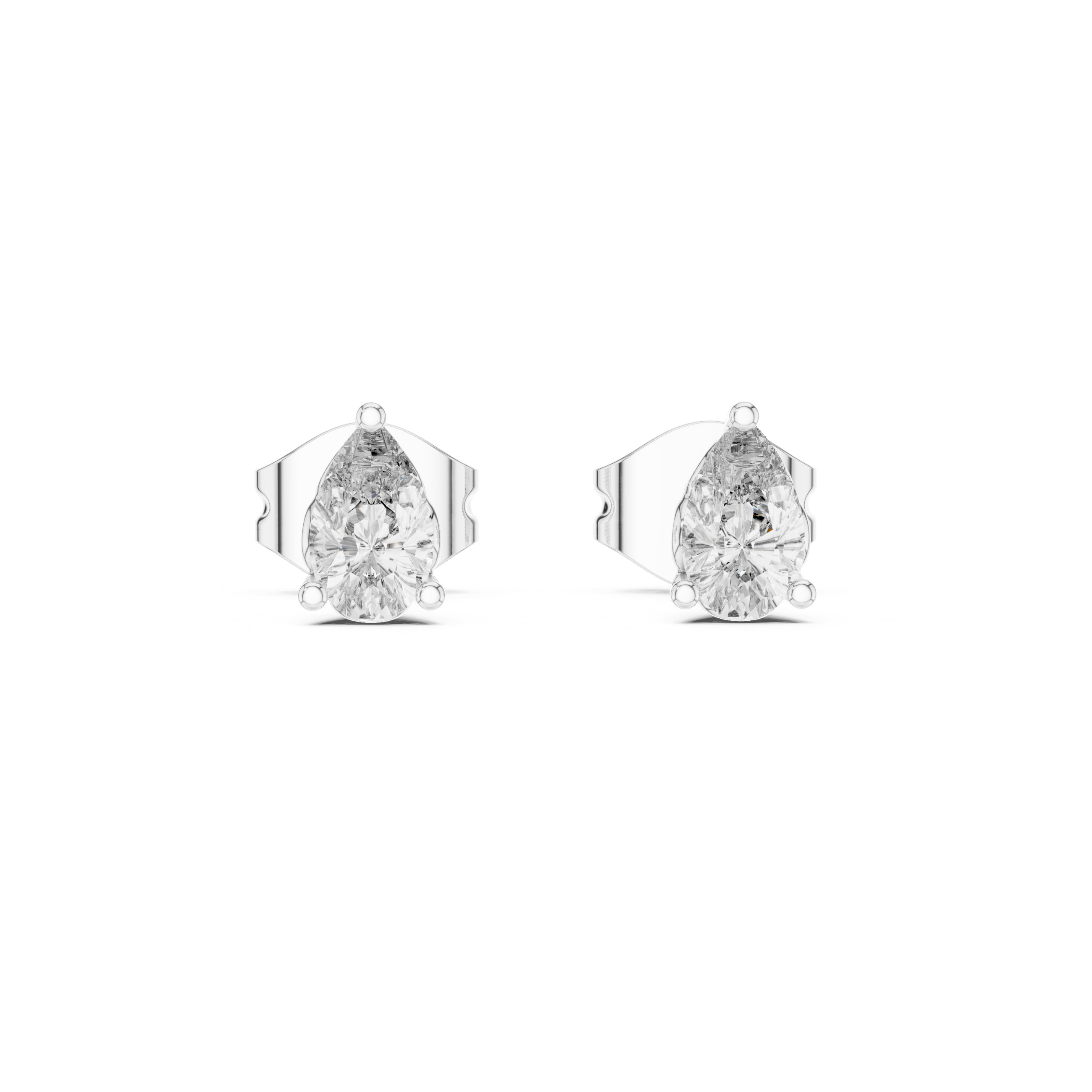 V Prong Pear Cut Lab Diamond Stud Earrings