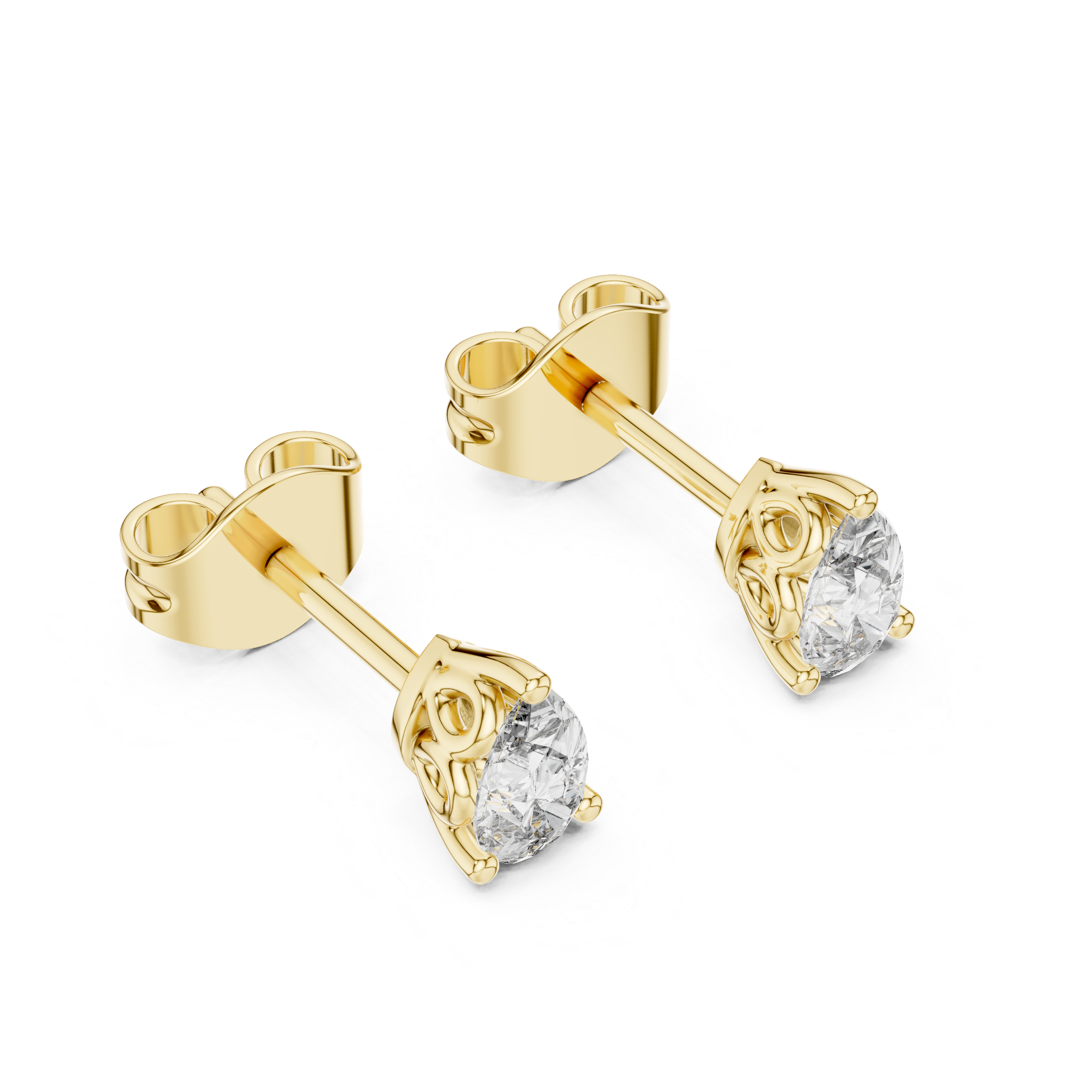 V Prong Pear Cut Lab Diamond Stud Earrings