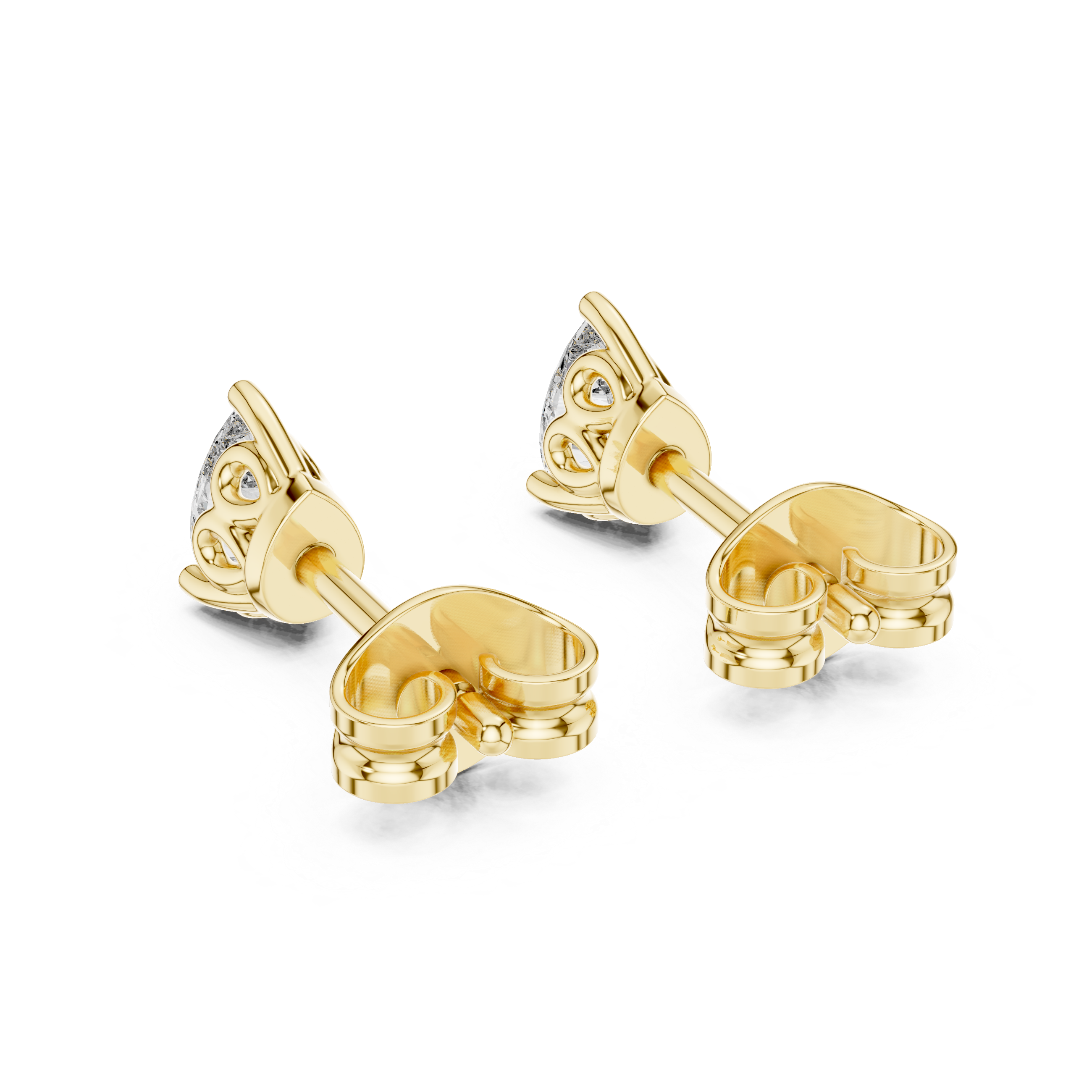 V Prong Pear Cut Lab Diamond Stud Earrings