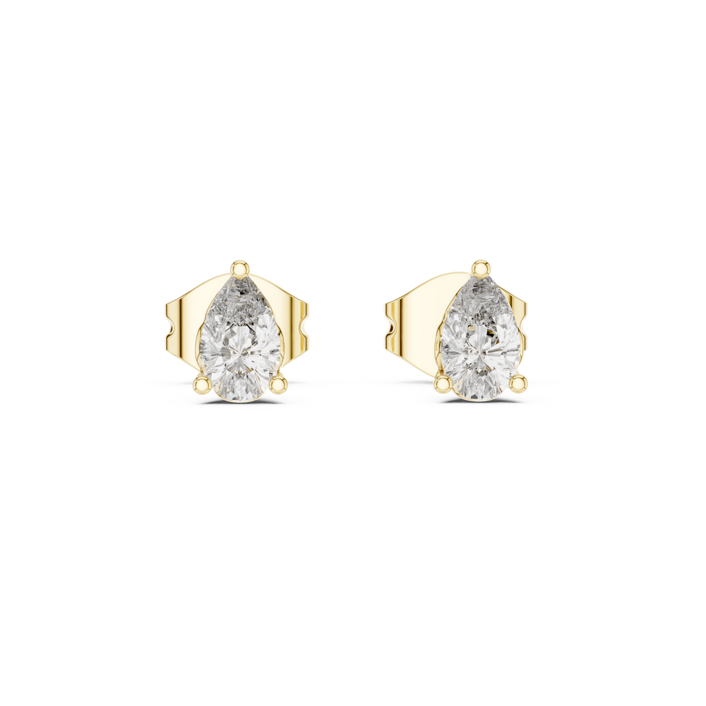 V Prong Pear Cut Lab Diamond Stud Earrings