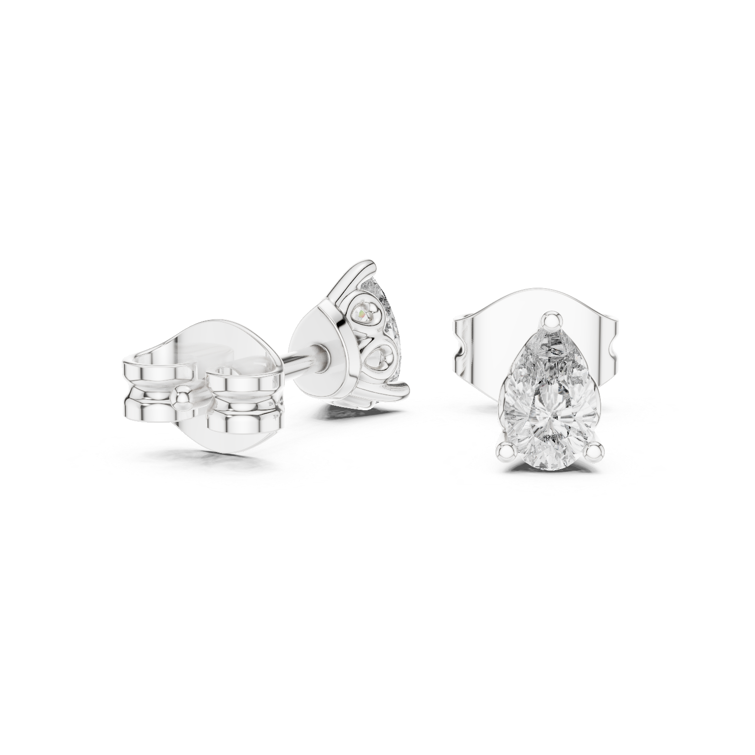 V Prong Pear Cut Lab Diamond Stud Earrings