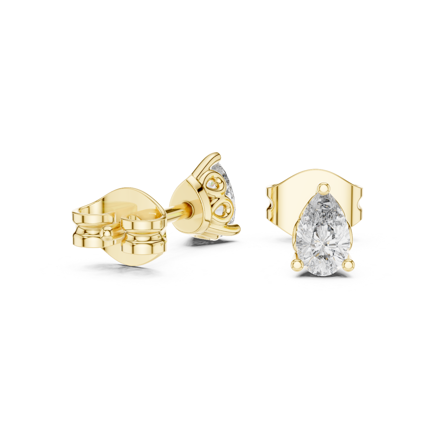V Prong Pear Cut Lab Diamond Stud Earrings