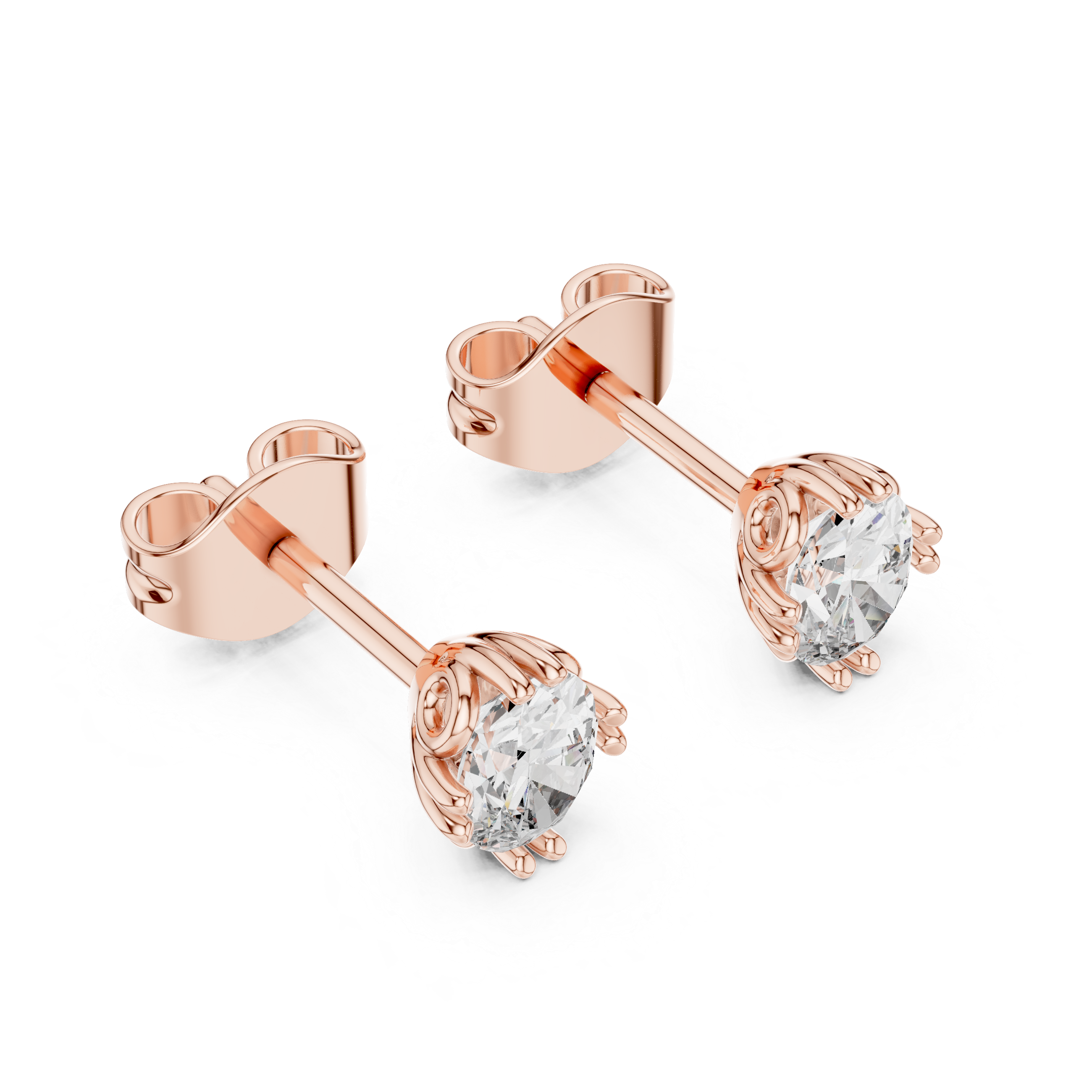 Oval Cut Lab DIamond Gold Stud Earrings