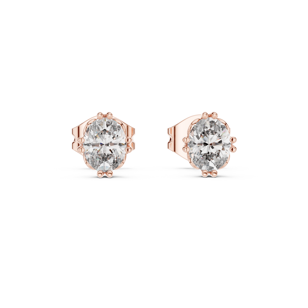 Oval Cut Lab DIamond Gold Stud Earrings