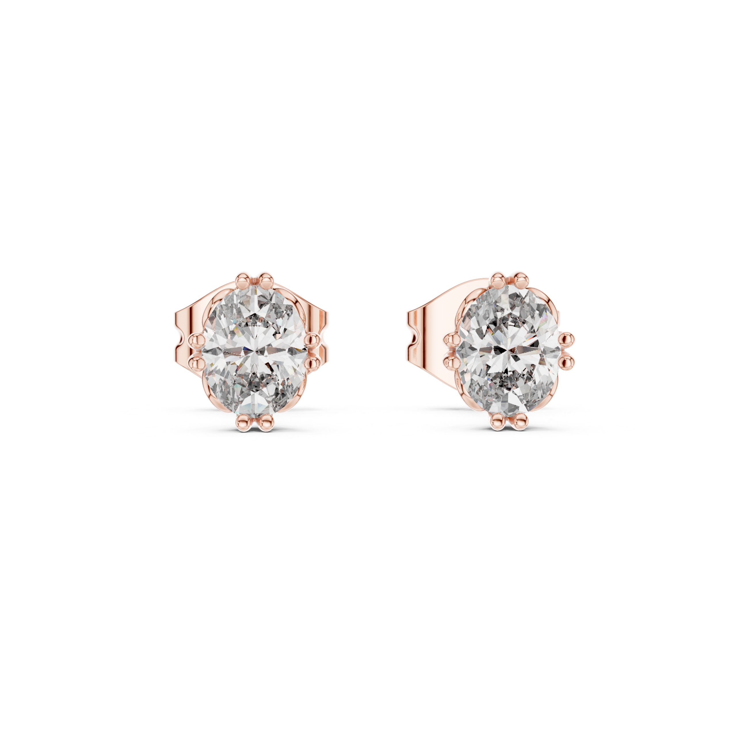 Oval Cut Lab DIamond Gold Stud Earrings