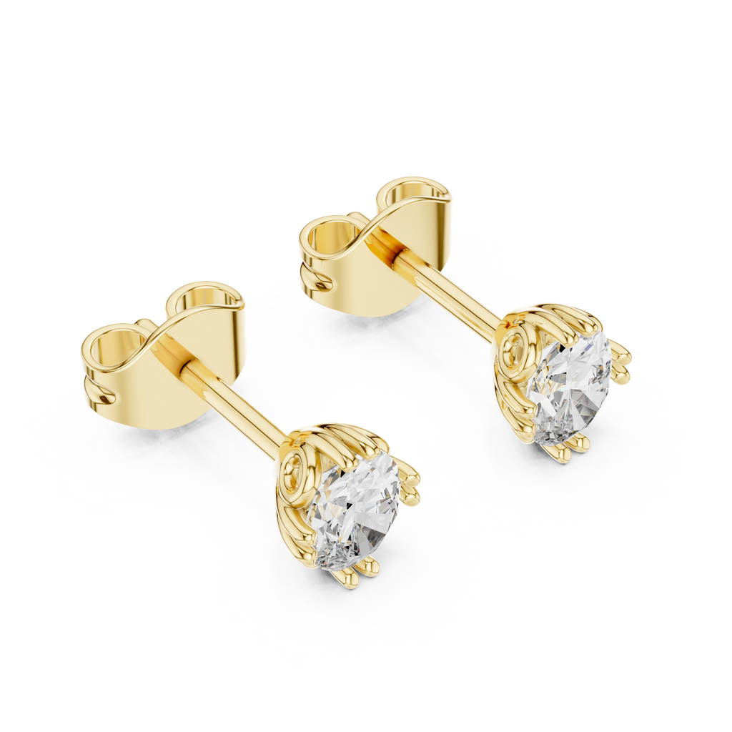 Oval Cut Lab DIamond Gold Stud Earrings