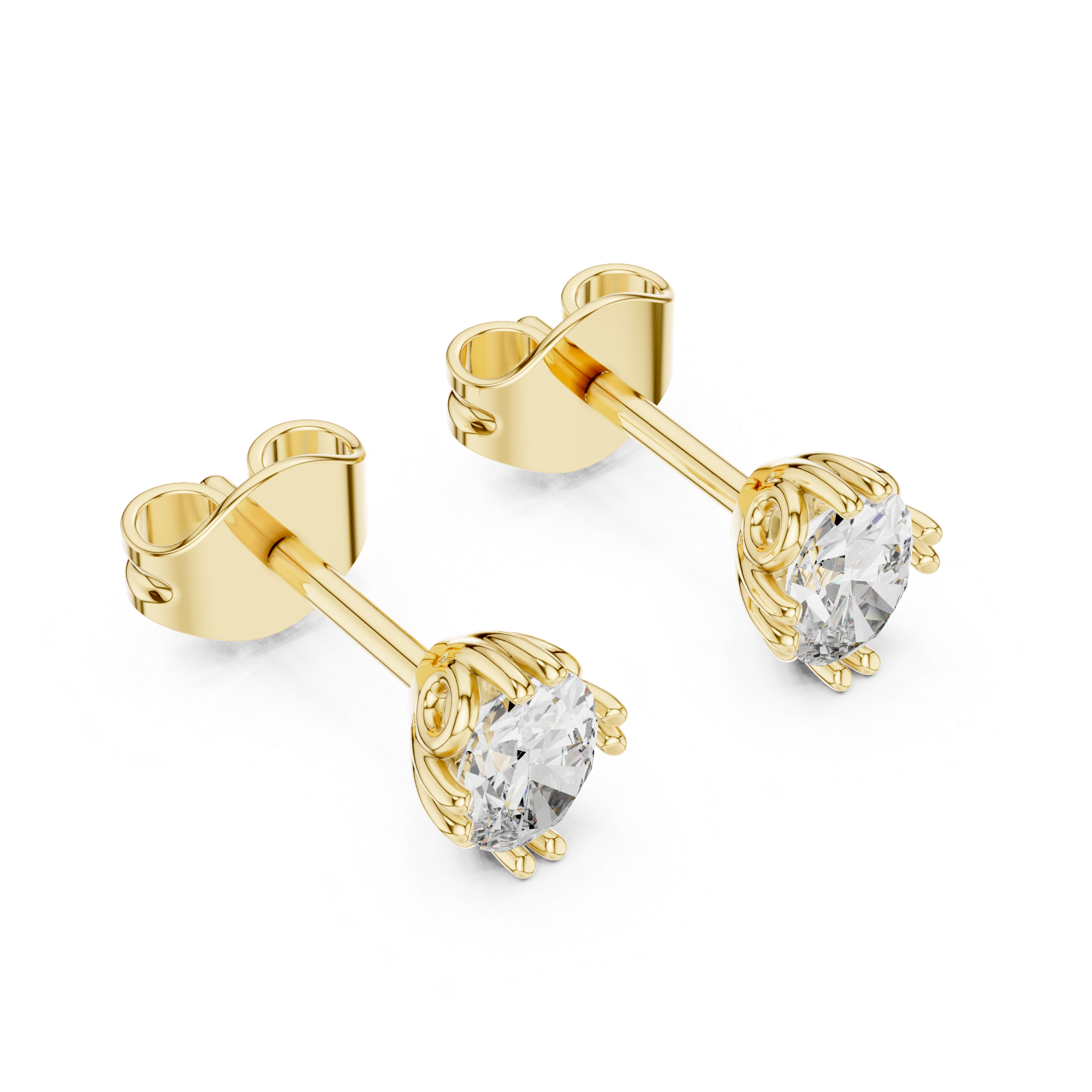 Oval Cut Lab DIamond Gold Stud Earrings
