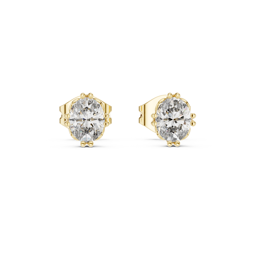 Oval Cut Lab DIamond Gold Stud Earrings