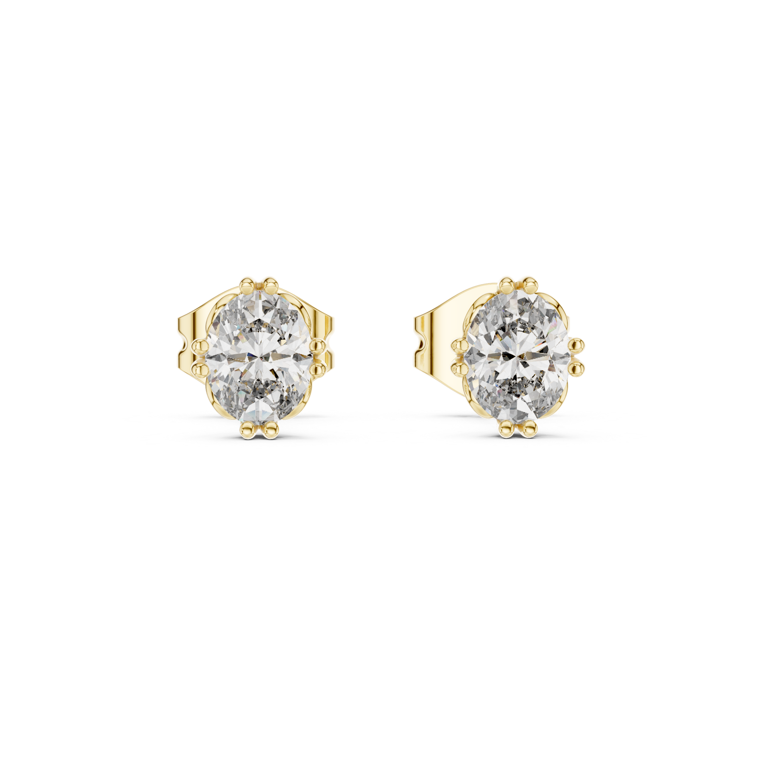 Oval Cut Lab DIamond Gold Stud Earrings