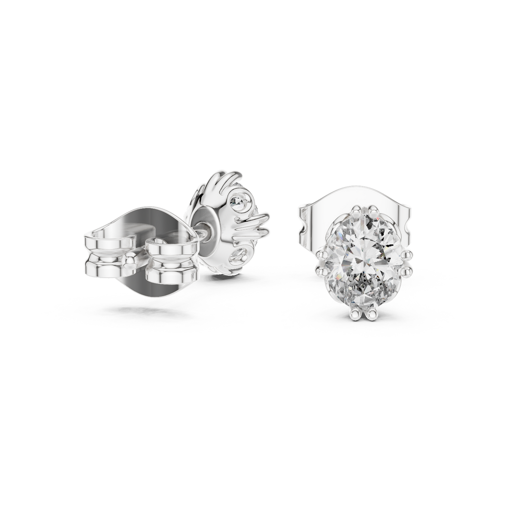 Oval Cut Lab DIamond Gold Stud Earrings