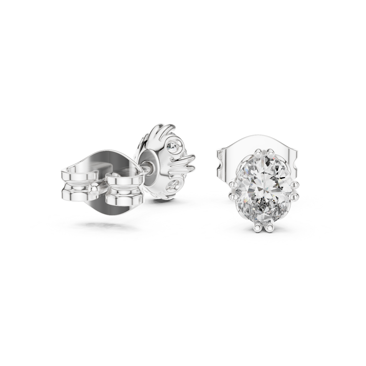 Oval Cut Lab DIamond Gold Stud Earrings