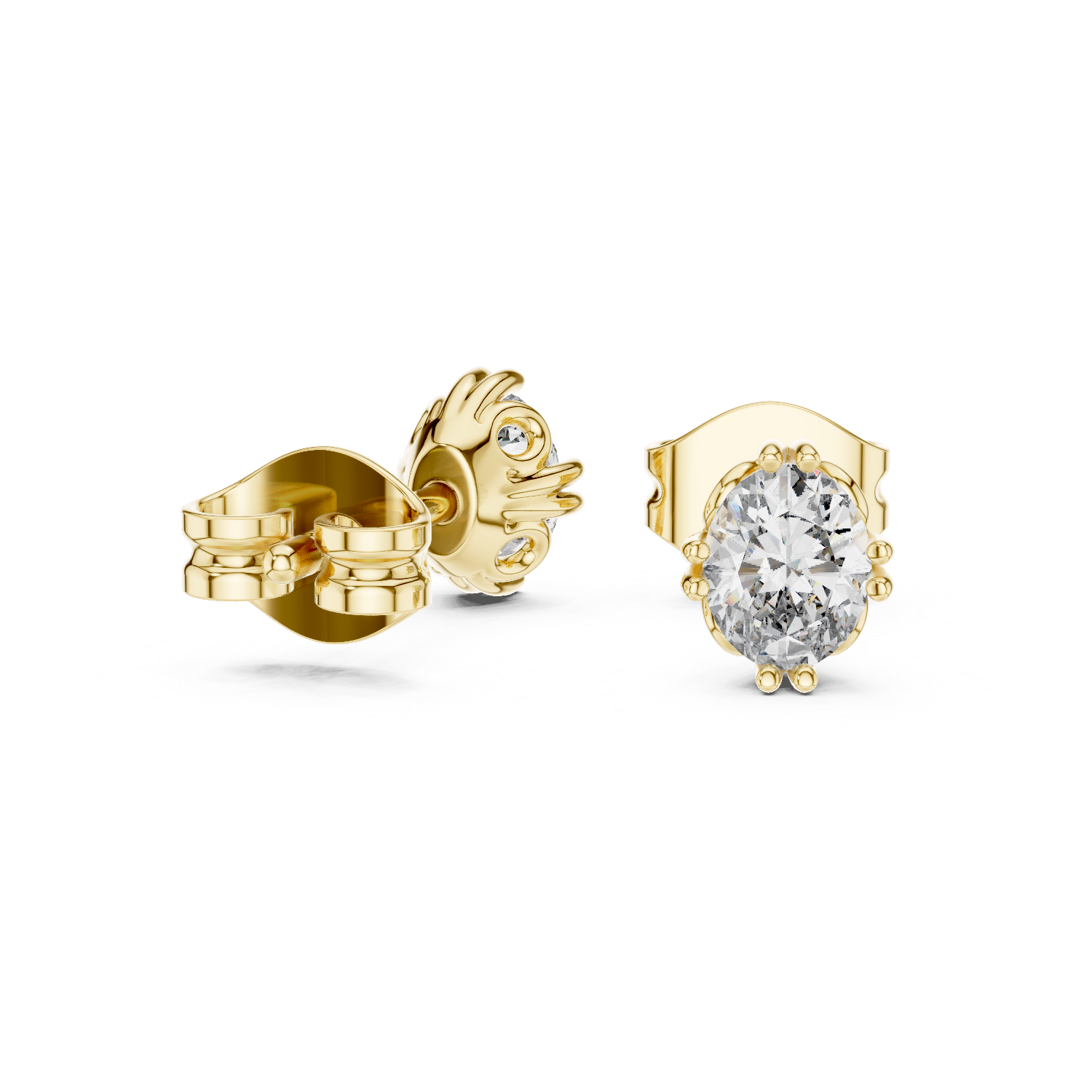Oval Cut Lab DIamond Gold Stud Earrings