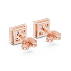 1 Carat Princess Cut Diamond Halo Stud Earrings