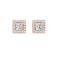 1 Carat Princess Cut Diamond Halo Stud Earrings