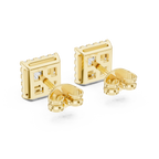 1 Carat Princess Cut Diamond Halo Stud Earrings
