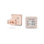 1 Carat Princess Cut Diamond Halo Stud Earrings