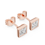 Princess Cut Lab Diamond Bezel Set Stud Earrings