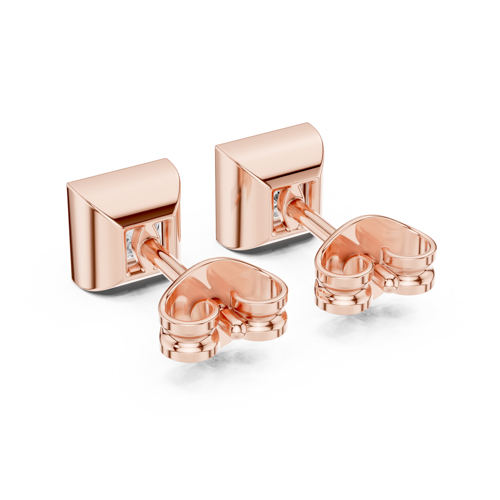 Princess Cut Lab Diamond Bezel Set Stud Earrings