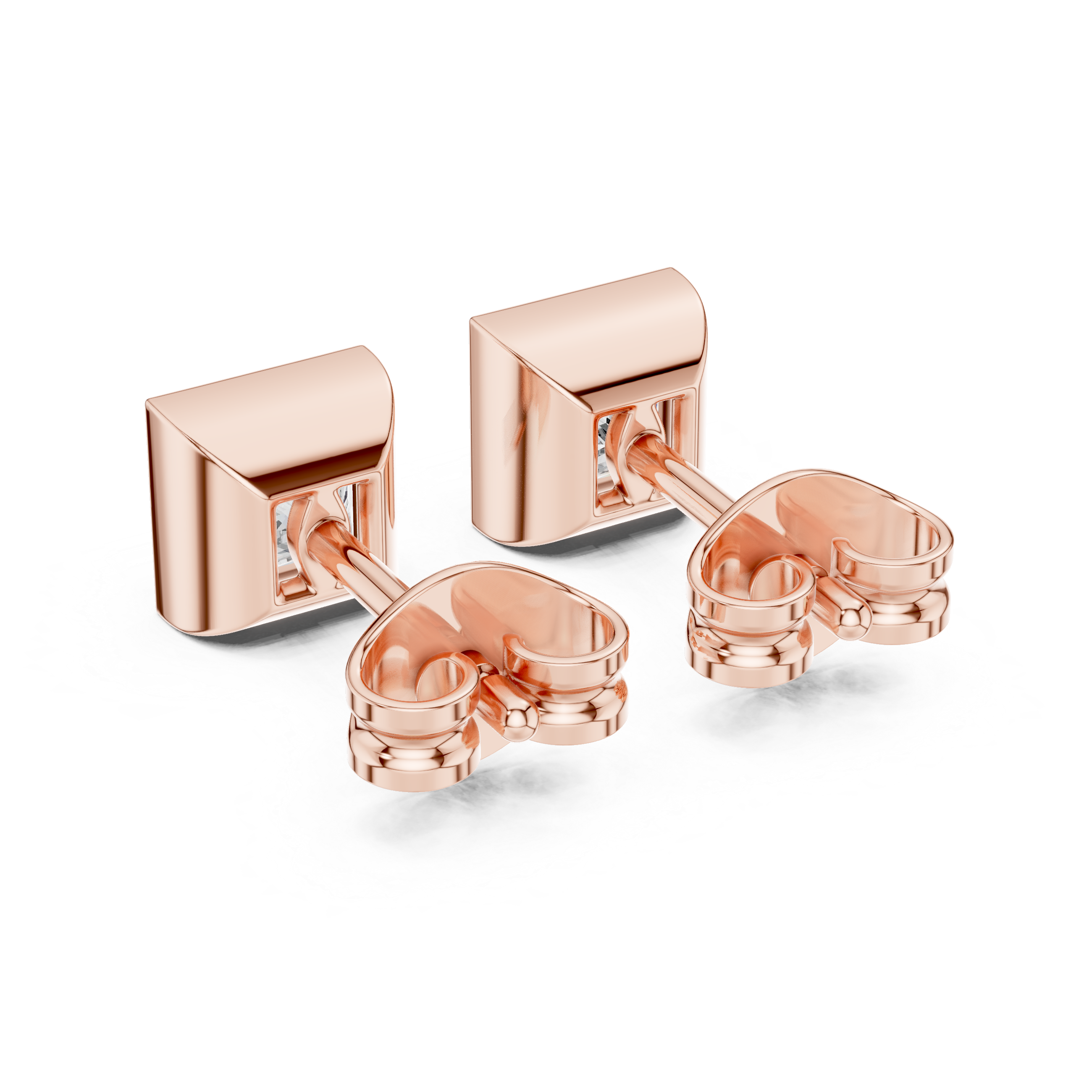 Princess Cut Lab Diamond Bezel Set Stud Earrings