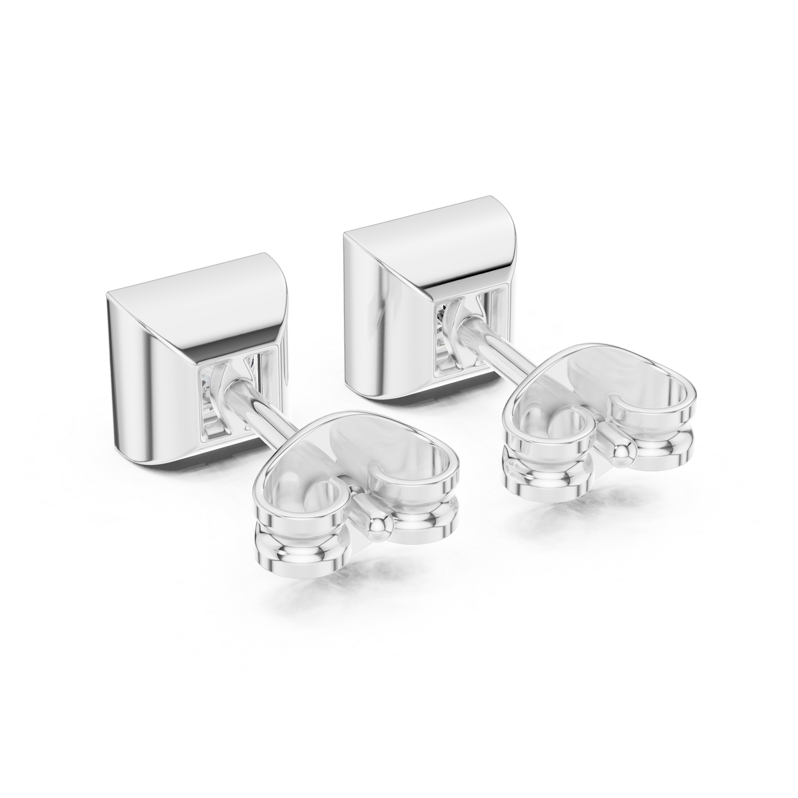 Princess Cut Lab Diamond Bezel Set Stud Earrings
