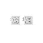 Princess Cut Lab Diamond Bezel Set Stud Earrings