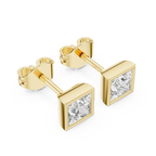 Princess Cut Lab Diamond Bezel Set Stud Earrings