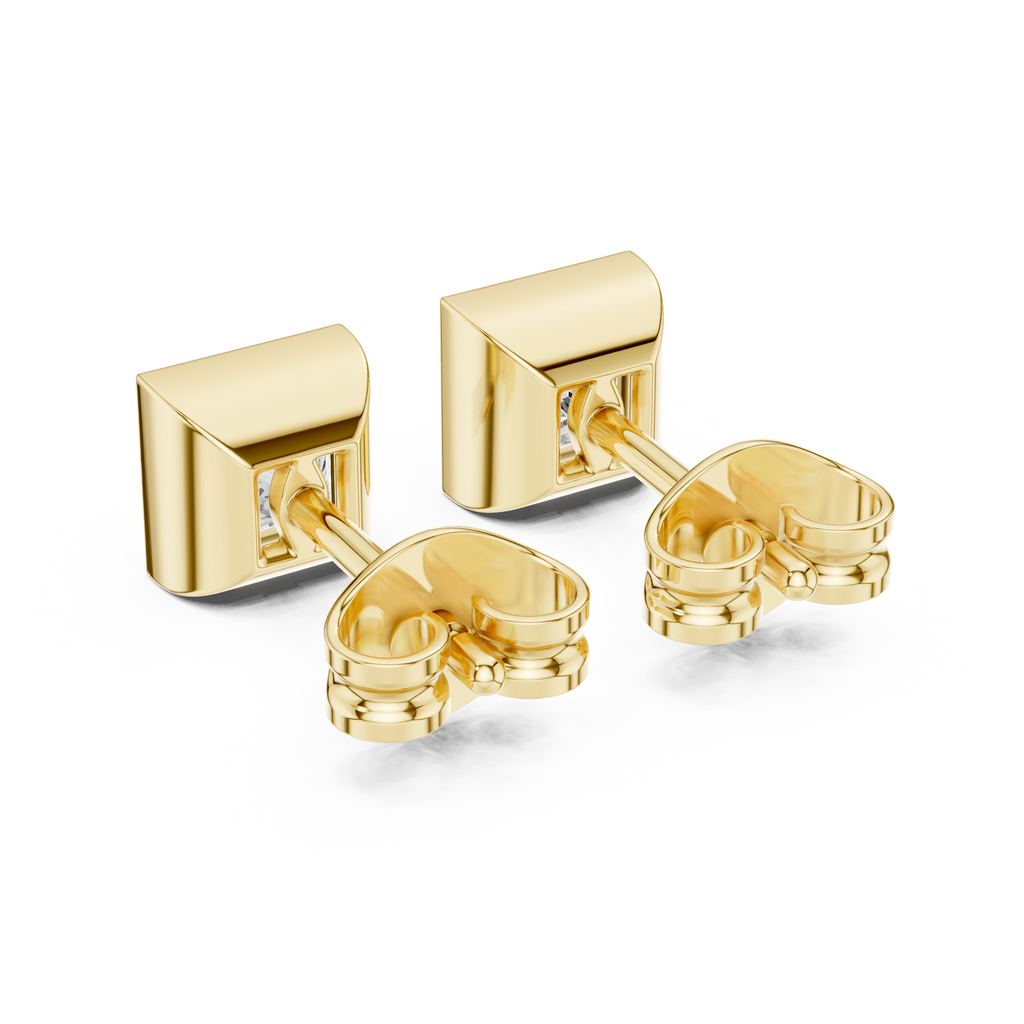 Princess Cut Lab Diamond Bezel Set Stud Earrings