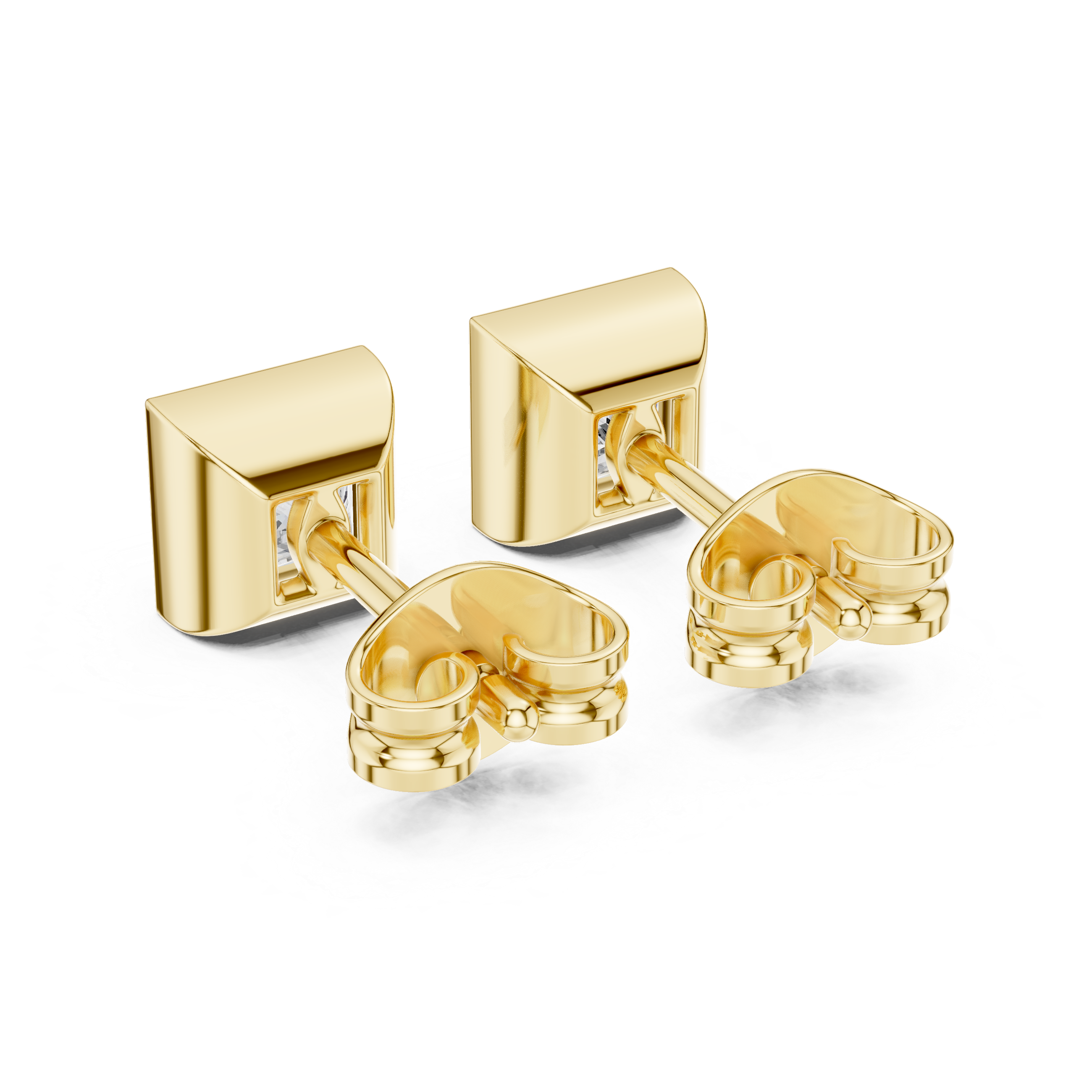 Princess Cut Lab Diamond Bezel Set Stud Earrings