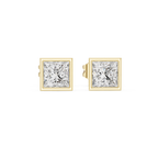 Princess Cut Lab Diamond Bezel Set Stud Earrings