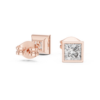 Princess Cut Lab Diamond Bezel Set Stud Earrings